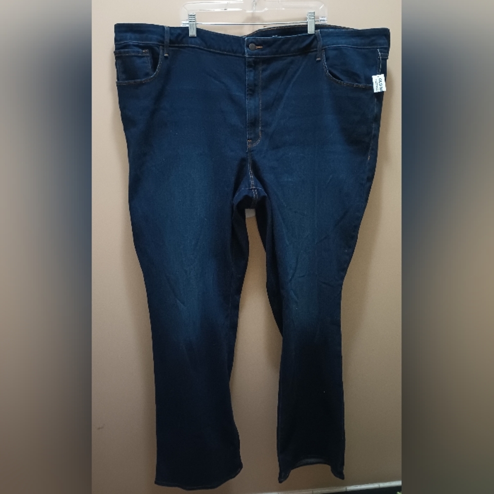 OLD NAVY NEW NWT DARK WASH MID RISE KICKER BOOT CUT JEANS SZ 30 PLUS 4X LONG